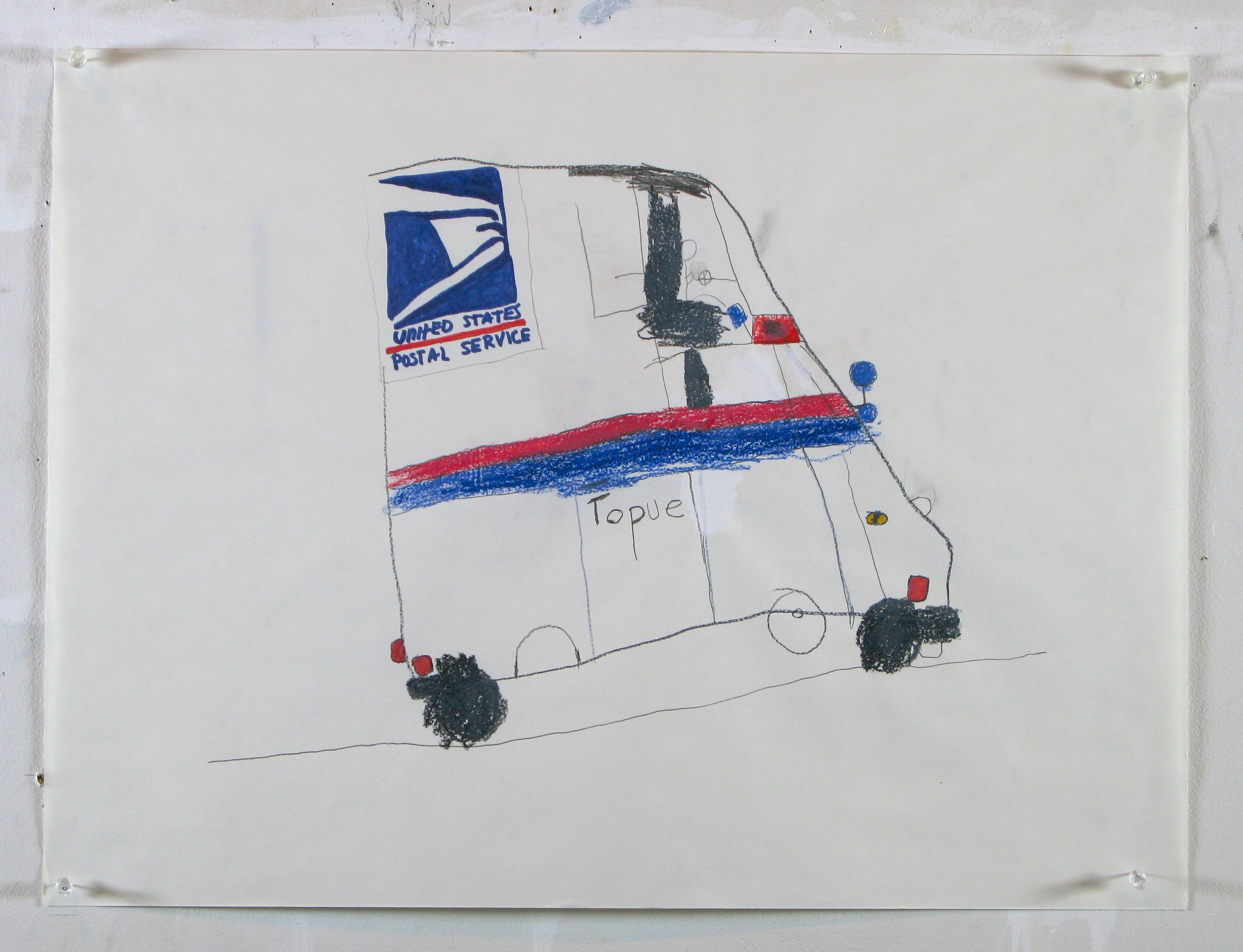 Robert_Nava-17_Mail_Truck_2_2015_Crayon_marker_and_pencil_on_paper