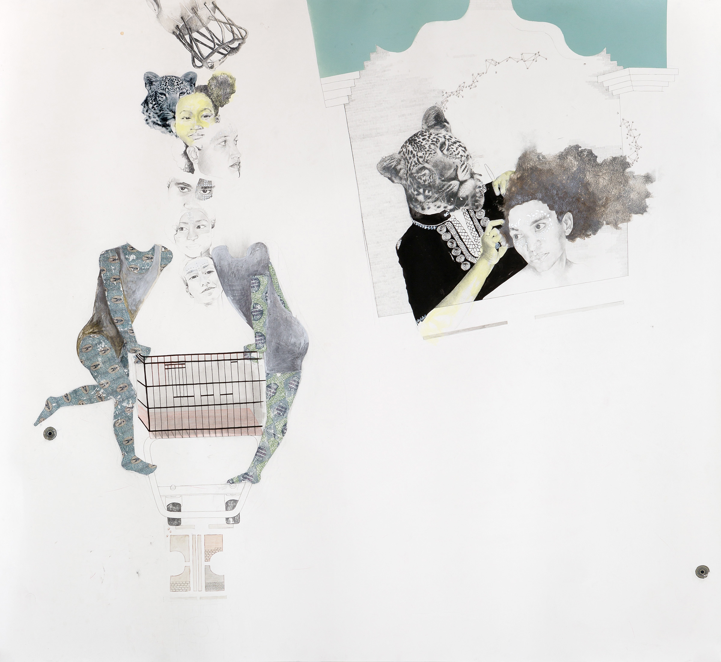 ruby_onyinyechi_amanze-02_the_garden_palace_and_the_folly_of_innocence_2014_Pencil_ink_pigment_enamel_photo_transfers_spray_paint