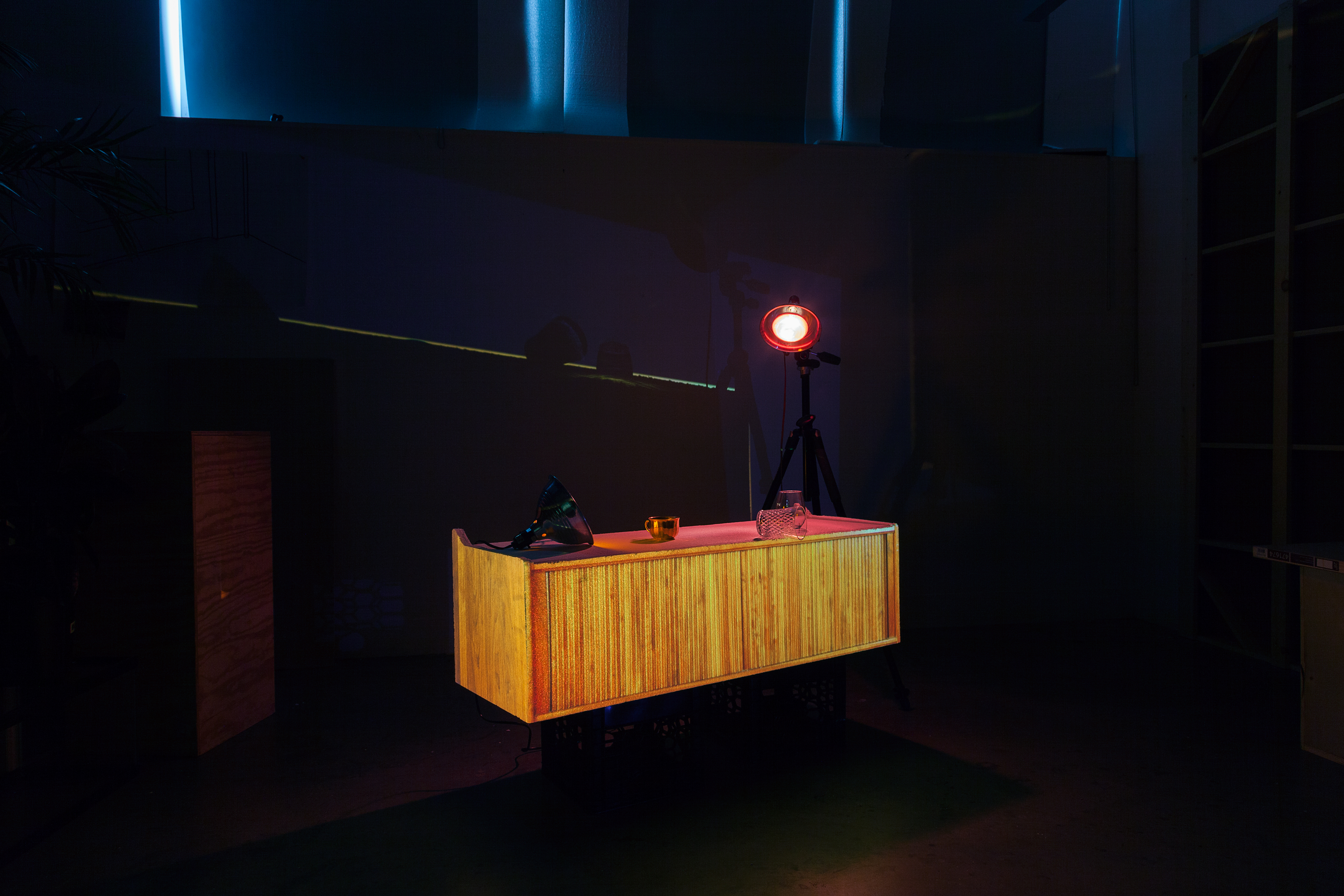 Kyle_Williams-04_UNTITLED_CONSOLE_2015_PROJECTION_ON_STYROFOAM_WITH_OBJECTS_VIEW_2_
