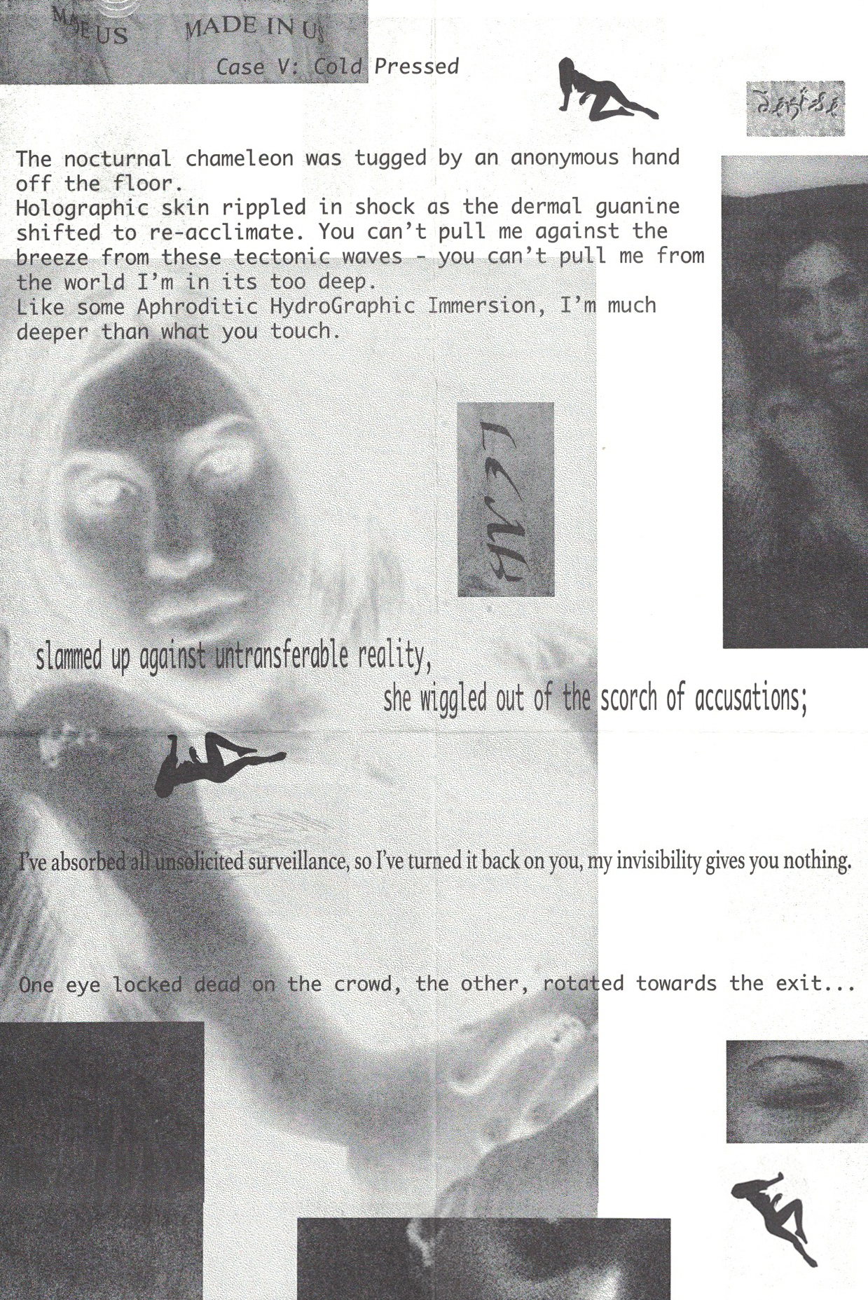 Cold Pressed ( poster from text collage/zine, Virgin Olive ), 2015.