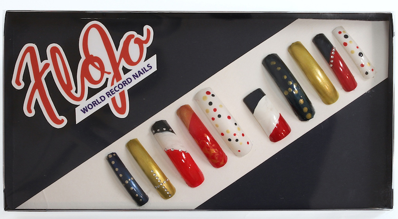 Flo Jo World Record Nails boxed edition 2012 acrylic fake fingernails, paper Sculpture edition of 10 5 in x 7 in x 1/2 in