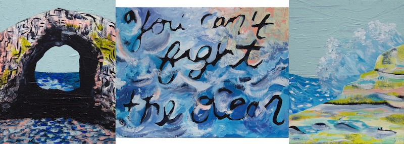 You Can’t Fight the Ocean, 2017 Acrylic on panel Triptych, 2 panels 8.5” x 11; 1 panel 12” x 9” New Haven, CT
