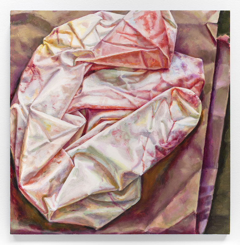 Sanding Glove (Magenta), 2016  Oil on panel 20 x 20 inches