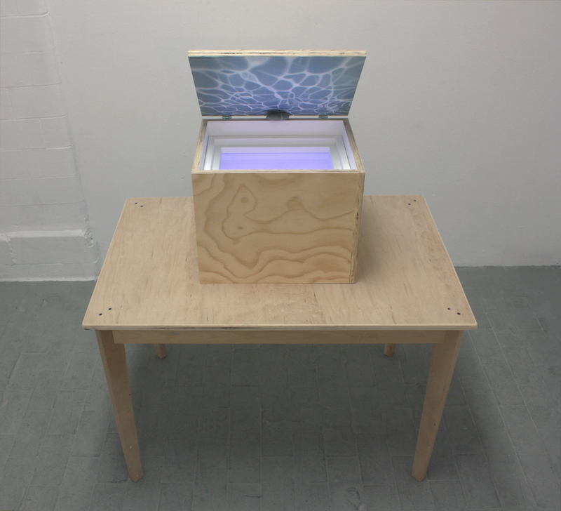 A Box Thought, 2016 Acrylic paint, two-way mirrored acrylic, plywood, LED light 30 x 20 x 40 inches