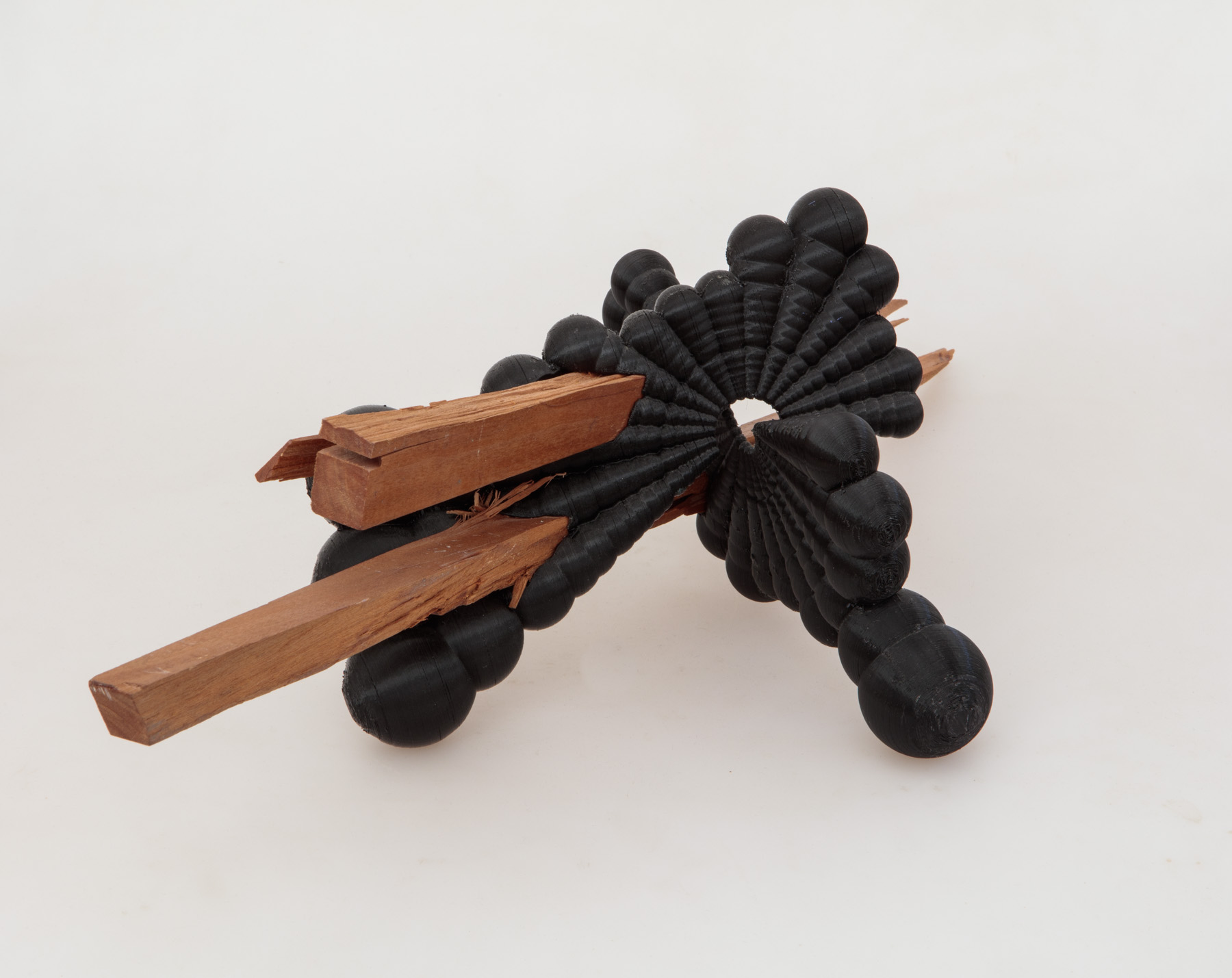 Cumulus, 2016, cherry wood and black printed plastic 18” 12” 12”