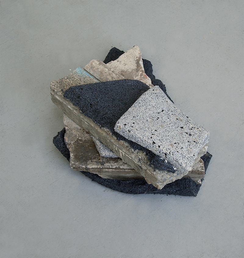 Street Corner, 117th and Wentworth Ave, 2015 Found cement from Chicago, stucco, cement glue and foam 18” x 8” x 12”