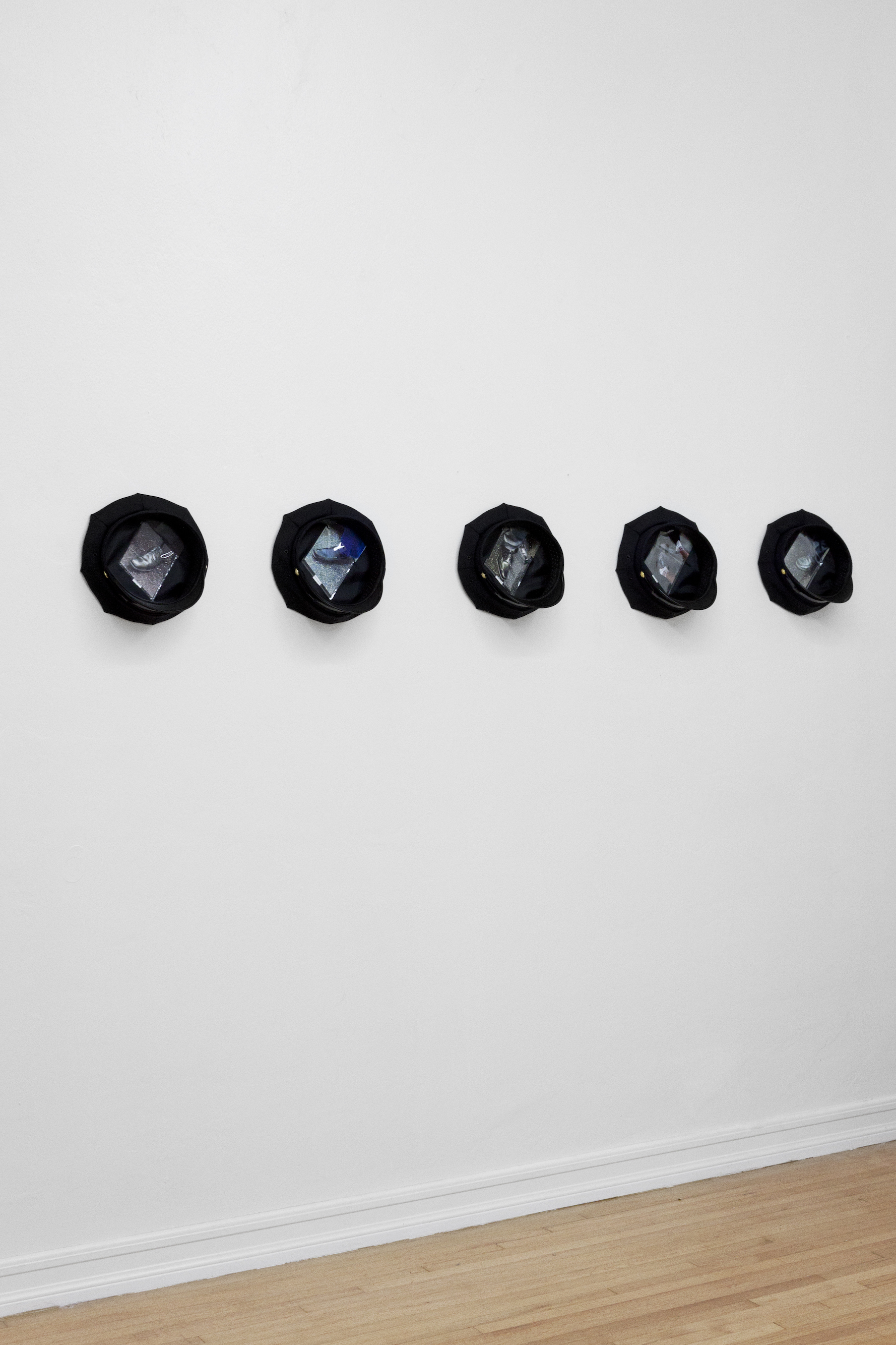 Under Their Hats, 2017 (install view) Suite of 5 individual works dimensions variable