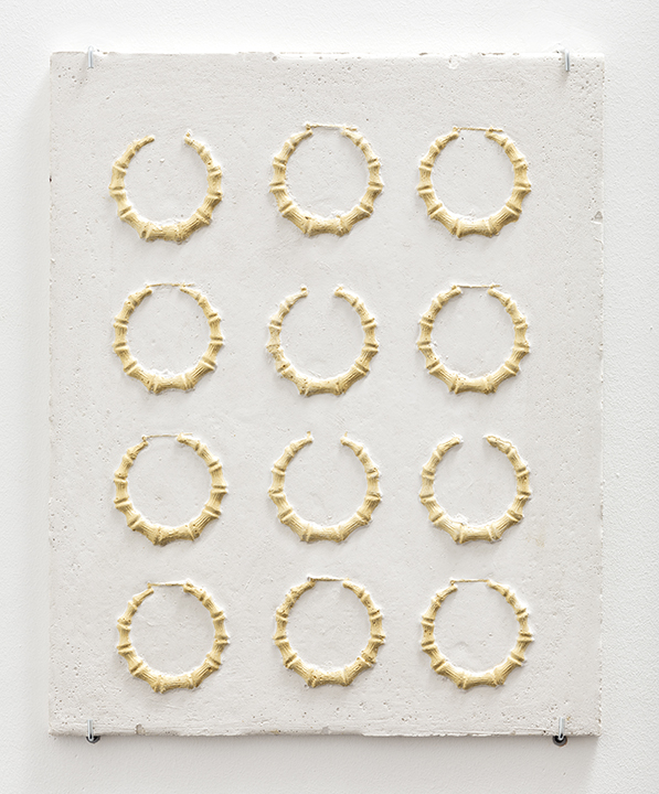Round Bamboo Earrings Composition with Gold Relief, 2018