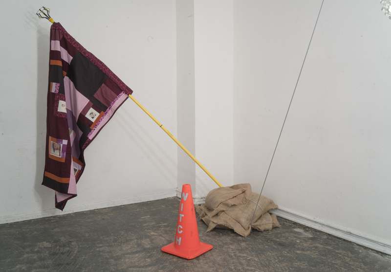 Yves’ Desertion Quilt and Witch Hat Traffic Cone, 2017